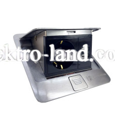 Розетка врезная для полов Алюминий 16 А + 2 USB 2,1 А IP44